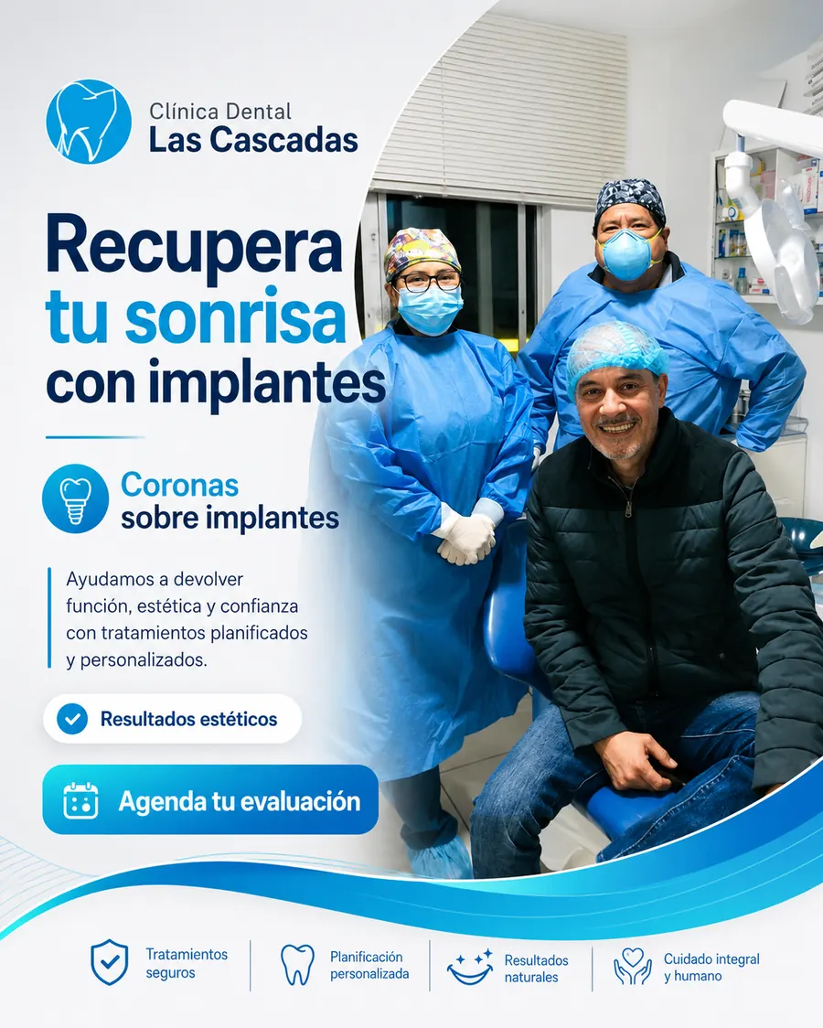 Paciente con coronas sobre implantes